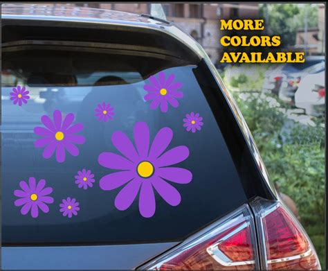 Daisy Decal Set Of 14 Hippie Flower Car Window Decals Camper Etsy