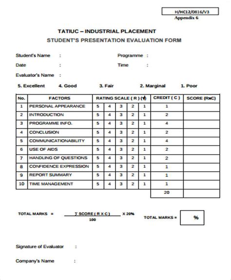 Free 9 Sample Student Evaluation Forms In Ms Word Pdf