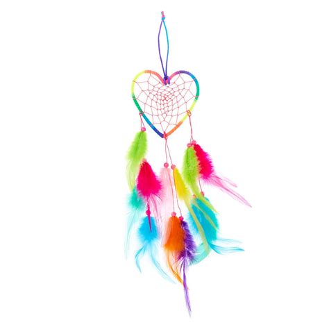 Rainbow Feather Heart Hanging Wall Art Dreamcatcher Wall Art Dream Catcher Dream Catcher Craft