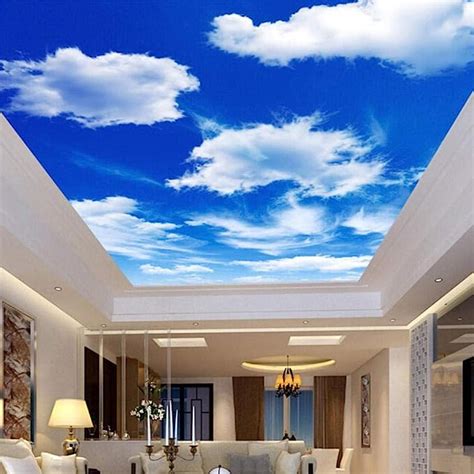 Custom Wall Mural Large Wall Painting Blue Sky And White