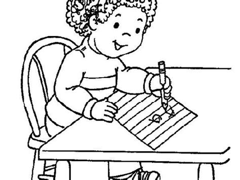 Coloriage Enfant Qui écrit Free Printable Kindergarten Coloring Pages