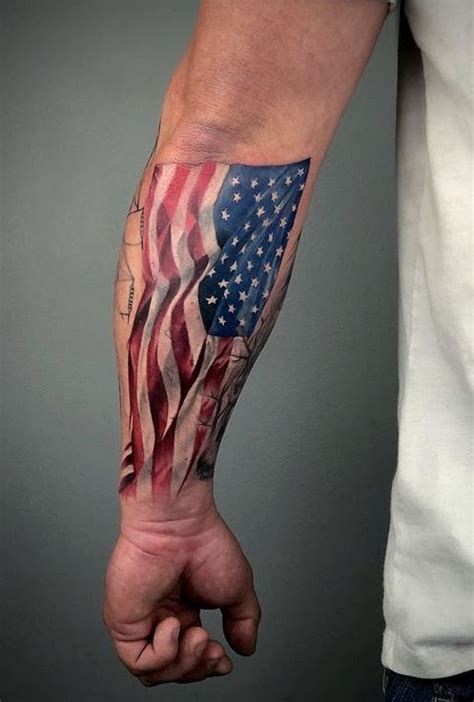 Upper Arm American Flag And Cross Tattoo Goimages Talk