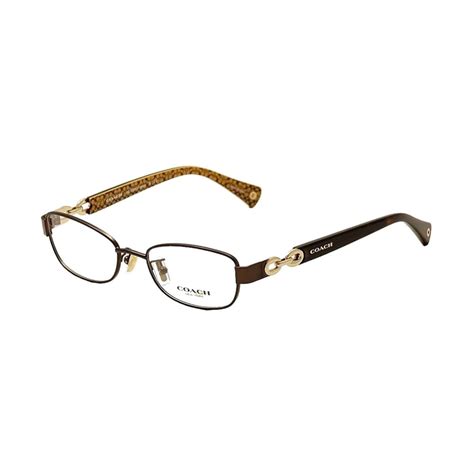 Coach Hc5054 9187 Faina Satin Brown Tortoise Gold Rectangular Metal Eyeglasses