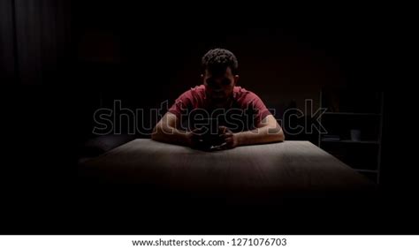 Single Man Suffering Strong Depression Checking Stock Photo 1271076703