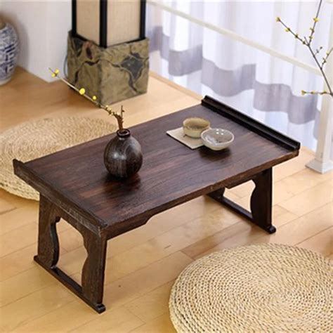Solid Wood Antique Tea Table Folding Legs Rectangle Tatami Mattress