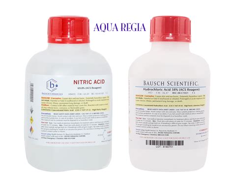 Nitric acid may stain the skin a bright yellow. AQUA REGIA (Nitrohydrochloric Acid) Precursors - Nitric ...