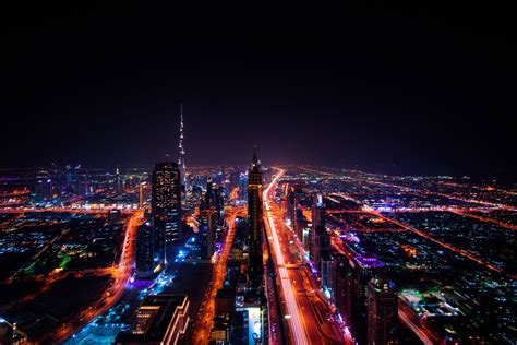 Dubai Cityscape Buildings Lights 8k Hd World 4k