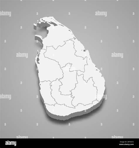 3d Map Of Sri Lanka With Borders Of Regions Stock Vector Image And Art