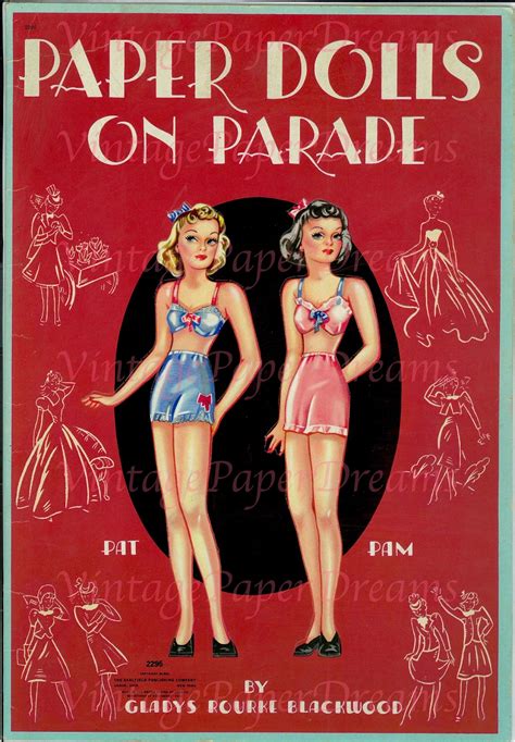 Vintage Paper Doll Printable Pdf Paper Dolls On Parade 40s Etsy