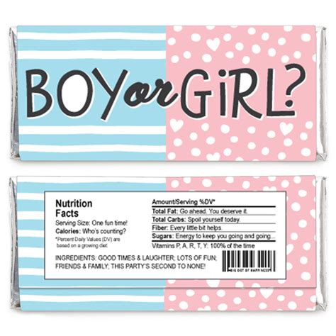 Baby Gender Reveal Candy Bar Wrapper Team Boy Or Girl Party Favors