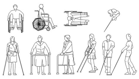 Disabled People Cad Blocks 2d In Autocad Dwg File Cadbull