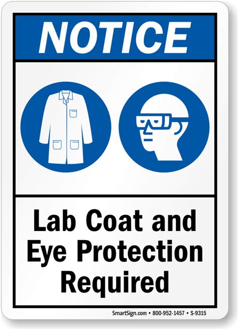 Lab Coat And Eye Protection Required Sign Osha Notice Sku S 9315