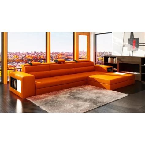 Canapé Dangle En Cuir Orange Design Avec Lumière Achat Vente Canapé Sofa Divan Cuir