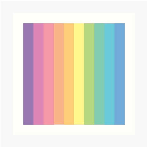 Lámina Artística Paleta De Colores Pastel De Rainbow Stripes