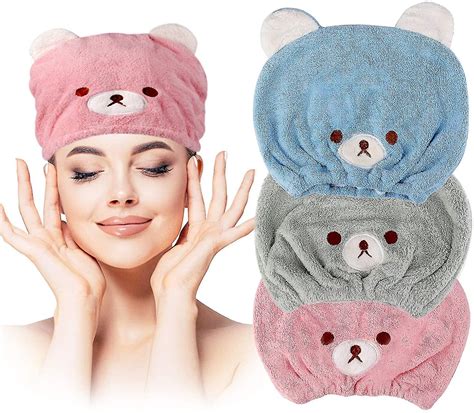 3pcs Hair Drying Towel Girls Soft Absorbent Kids Dry Cap Wrap Head