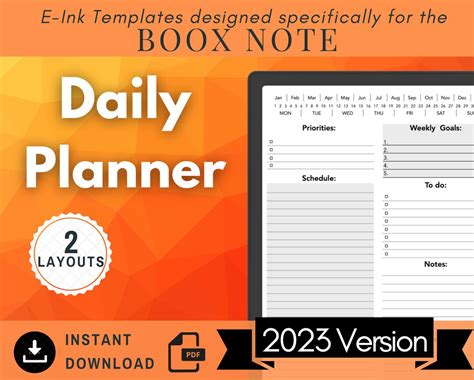 2023 Boox Note Template Daily Planner Eink Template E Ink Planner