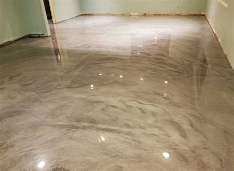 Epoxy stone pebble cost calculator. Pearl and Grey Metallic | Concrete stained floors, Basement makeover, Garage floor epoxy
