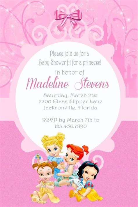 26 Elegant Disney Princess Baby Shower Invitations Baby Shower