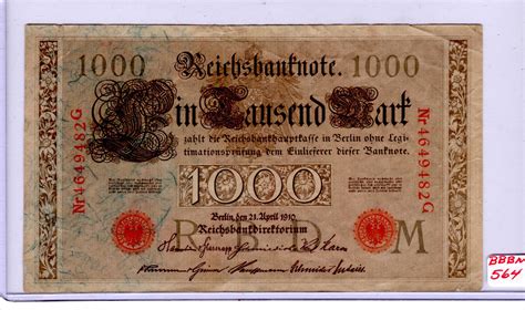 April 21 1910 German 1000 Mark Banknote For Sale Buy Now Online