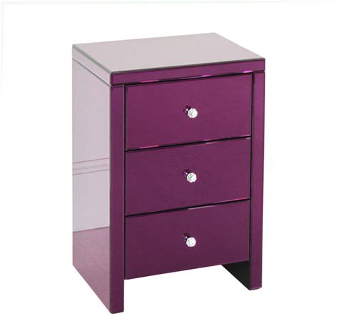Modern nightstands and side tables. Cora Mirrored Bedside Table in Purple - Contemporary ...