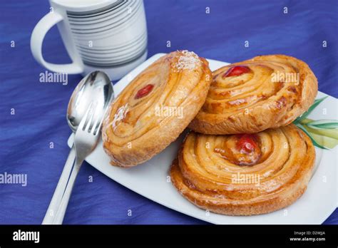Luxury Danish Pastry Breakfast Serving On A Plate Stock Photo Alamy