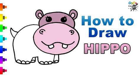 How To Draw A Hippo For Kids Cute Hippopotamus Drawing Youtube