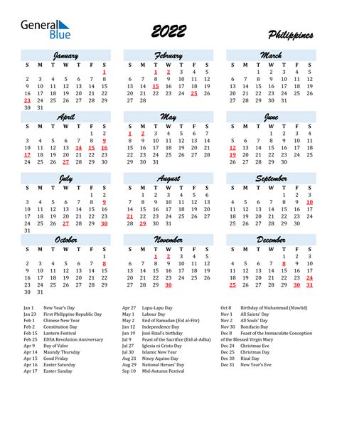 Holiday 2022 Calendar Philippines January Calendar 2022