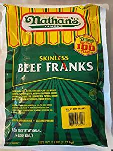 Amazon Com Nathan S Famous Skinless Beef Franks Lbs Grocery Gourmet Food