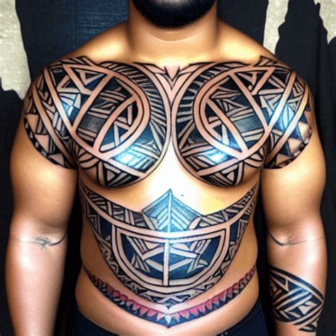 Polynesian Chest Tattoo Stencil