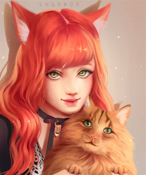 Commission Neko by Lulybot on @DeviantArt Elf Drawings, Cute Animal