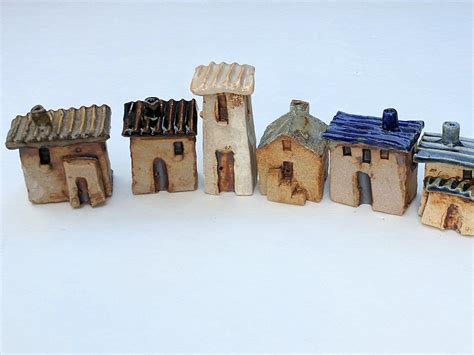 House Miniature Clay Houses Ceramic Houses Tiny Buildings Etsy