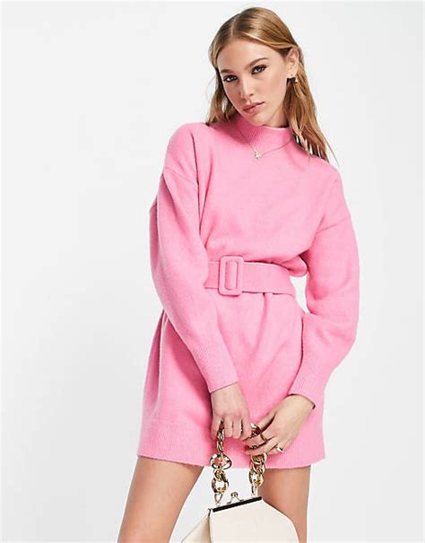 and other stories polyester belted mini dress in pink pink asos