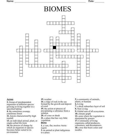 Biomes Crossword Wordmint