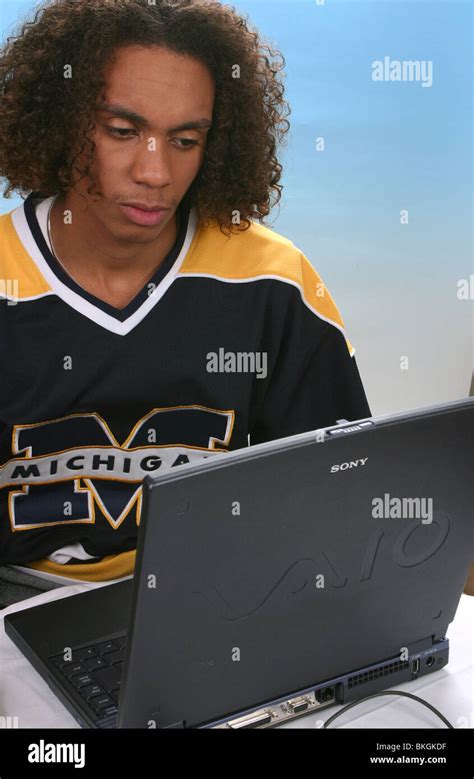 Young Man Laptop Work Stock Photo Alamy