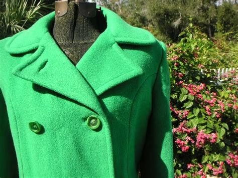 Swing Military Pea Coat In Kelly Green With Big Buttons