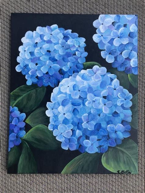 Blue Hydrangeas Original Painting Etsy In Flower Art Painting