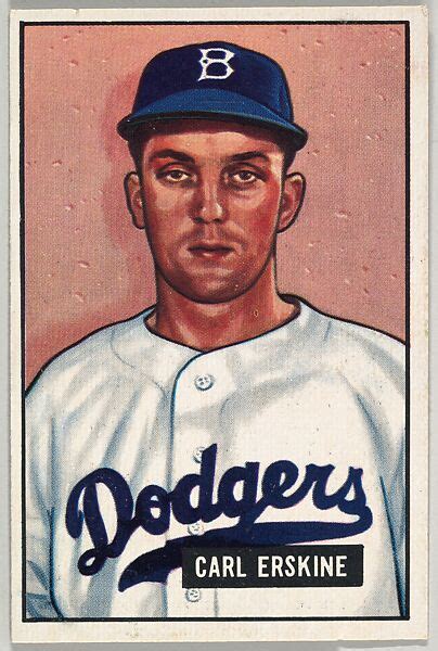 Issued By Bowman Gum Company Carl Erskine Pitcher Brooklyn Dodgers