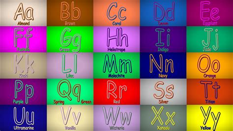 Alphabet 26 Colors The Color Name Of Anthracite Is Taken Directly