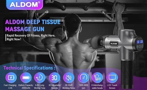 Aldom Massage Gun Deep Tissuelarge Capacity Usb C Rechargeable Cordless Muscle Gun Massager30