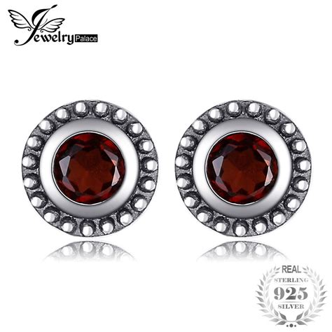Jewelrypalace Vintage Ct Natural Garnets Stud Earrings Real