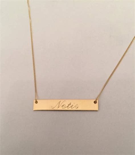 Personalized Name Bar Necklace 14k Gold Fill Bar Necklace Etsy