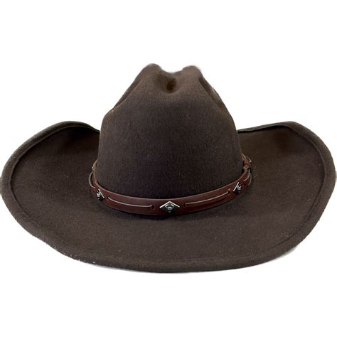 Rockmount Brown Wool Felt Western Cowboy Hat With Faux Leather Band