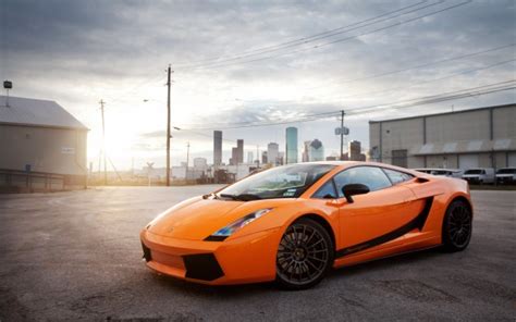 Wallpaper Lamborghini Gallardo Orange Supercar City 2560x1600