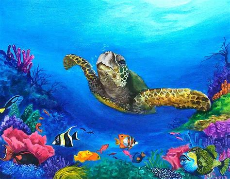 Rainbow Reef Painting By Kathleen Kelly Thompson Underwater Painting