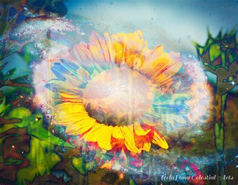 Psychedelic Sunflower Photo Rendering Flower Photography Wall Art