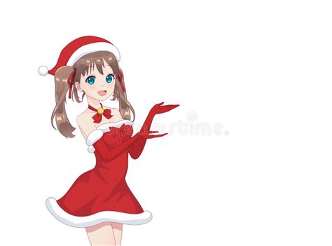 Anime Manga Girl Dressed In Santa Claus Costume Stock Vector