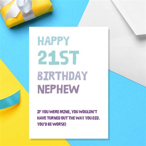Happy 21st Birthday Nephew A5 Nephew Card 21st Birthday Etsy