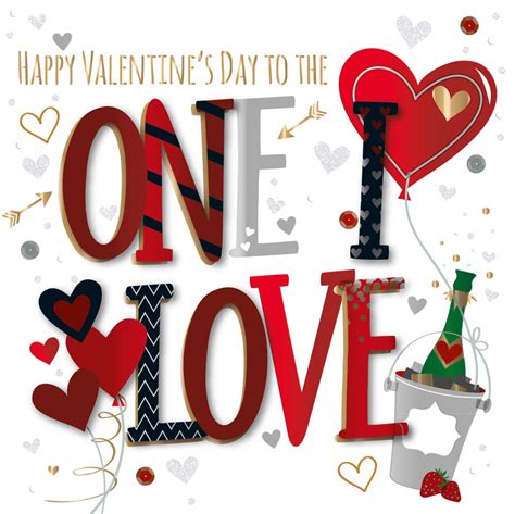 To The One I Love Embellished Valentines Day Card Cards