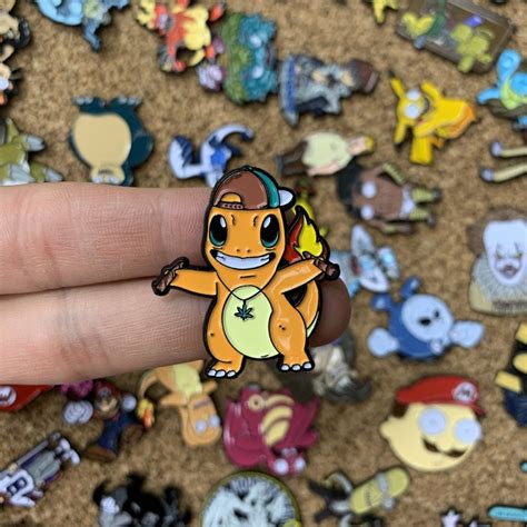 Charmander 420 Pokemon Collab Custom Enamel Pin Badges Retro Etsy