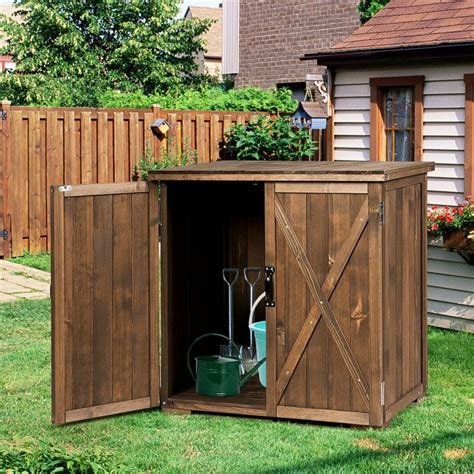 Gymax 25 X 2 Ft Outdoor Wooden Storage Shed Cabinet W Double Doors